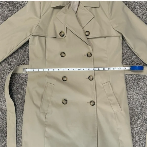 Time and Tru Beige Double-Breasted Trench Coat - Picture 4 of 9